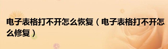 电子表格打不开怎么恢复（电子表格打不开怎么修复）