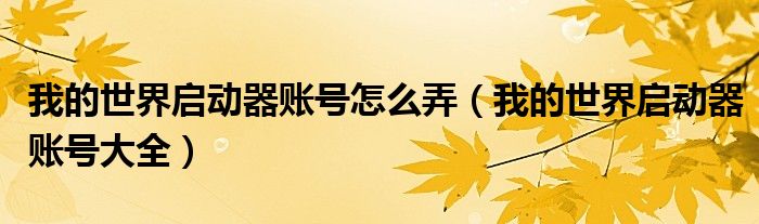 我的世界启动器账号怎么弄(我的世界启动器账号大全)