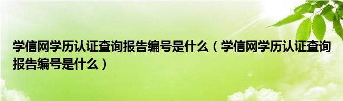 学信网学历认证查询报告编号是什么(学信网学历认证查询报告编号是什么)