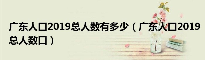 广东人口2019总人数有多少(广东人口2019总人数口)