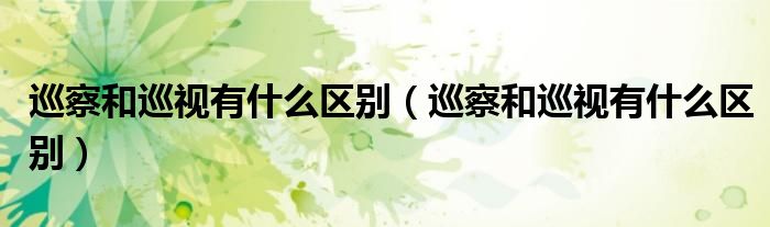 巡察和巡视有什么区别(巡察和巡视有什么区别)