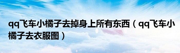 qq飞车小橘子去掉身上所有东西(qq飞车小橘子去衣服图)