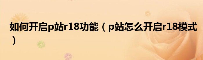 如何开启p站r18功能(p站怎么开启r18模式)
