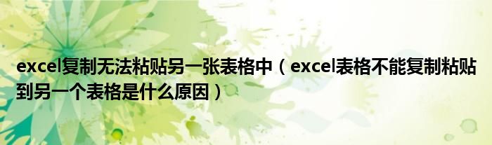 excel复制无法粘贴另一张表格中(excel表格不能复制粘贴到另一个表格是什么原因)