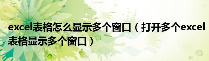excel表格怎么显示多个窗口(打开多个excel表格显示多个窗口)
