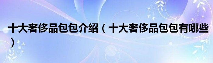 十大奢侈品包包介绍(十大奢侈品包包有哪些)