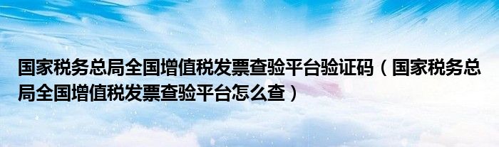 国家税务总局全国增值税发票查验平台验证码(国家税务总局全国增值税发票查验平台怎么查)