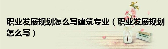 职业发展规划怎么写建筑专业(职业发展规划怎么写)