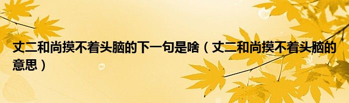 丈二和尚摸不着头脑的下一句是啥(丈二和尚摸不着头脑的意思)