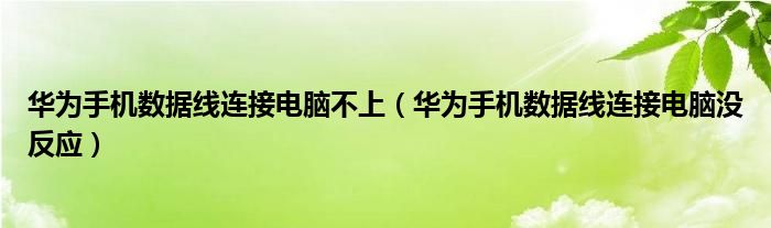 华为手机数据线连接电脑不上(华为手机数据线连接电脑没反应)