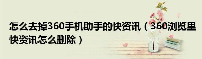 怎么去掉360手机助手的快资讯(360浏览里快资讯怎么删除)