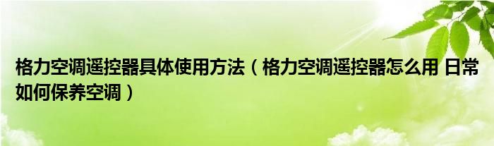 格力空调遥控器具体使用方法(格力空调遥控器怎么用 日常如何保养空调)