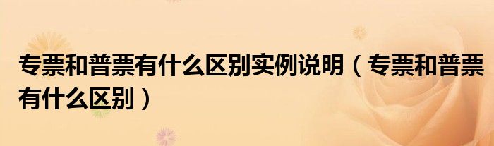 专票和普票有什么区别实例说明(专票和普票有什么区别)