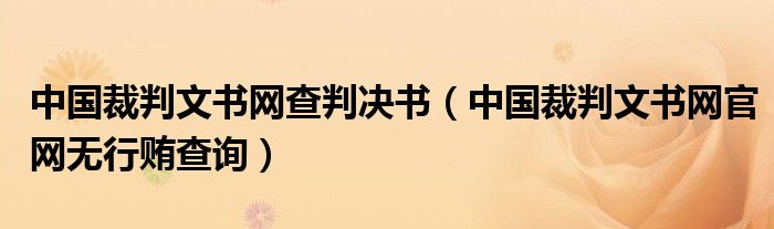 中国裁判文书网查判决书(中国裁判文书网官网无行贿查询)