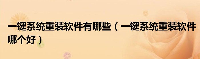 一键系统重装软件有哪些(一键系统重装软件哪个好)