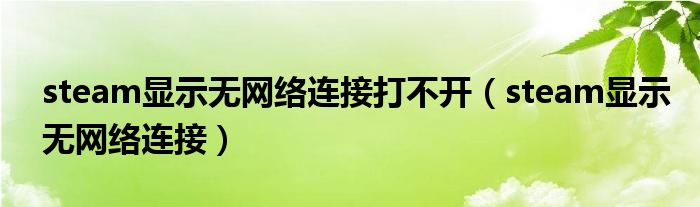 steam显示无网络连接打不开(steam显示无网络连接)