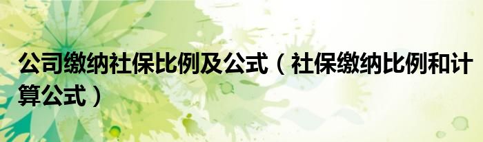 公司缴纳社保比例及公式(社保缴纳比例和计算公式)