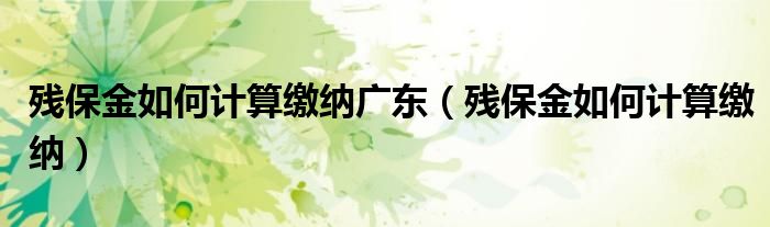 残保金如何计算缴纳广东(残保金如何计算缴纳)