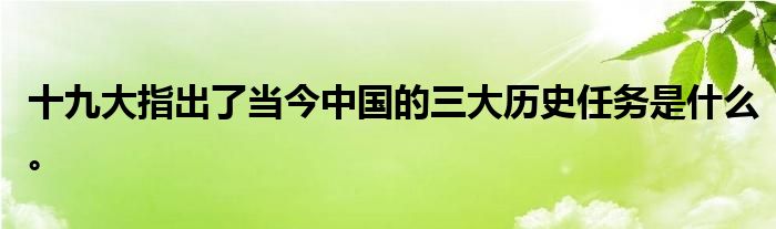 十九大指出了当今中国的三大历史任务是什么。