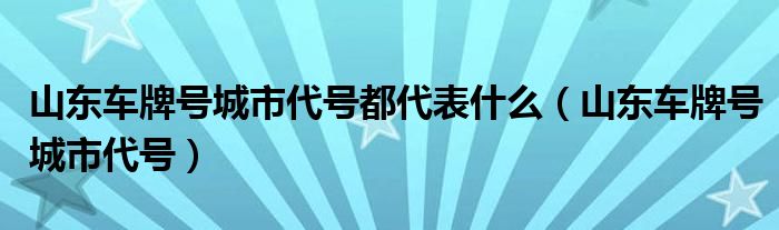 山东车牌号城市代号都代表什么(山东车牌号城市代号)