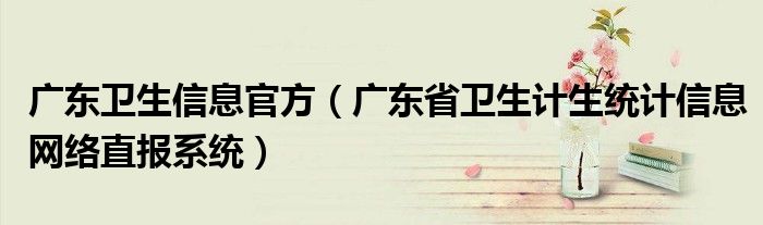广东卫生信息官方(广东省卫生计生统计信息网络直报系统)