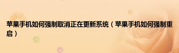 苹果手机如何强制取消正在更新系统(苹果手机如何强制重启)