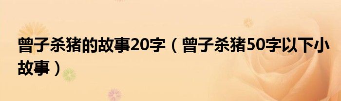 曾子杀猪的故事20字(曾子杀猪50字以下小故事)