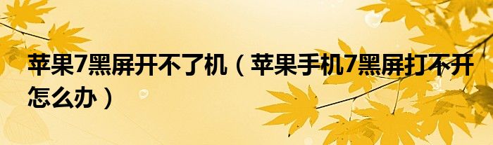苹果7黑屏开不了机(苹果手机7黑屏打不开怎么办)