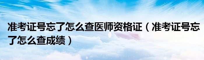 准考证号忘了怎么查医师资格证(准考证号忘了怎么查成绩)
