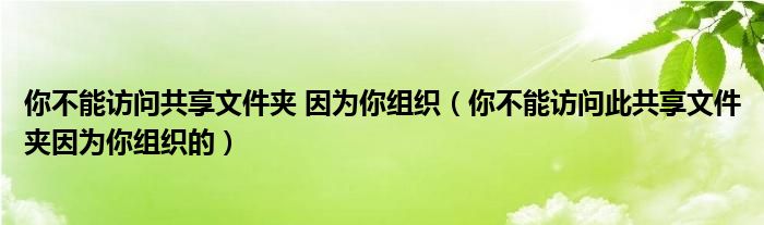 你不能访问共享文件夹 因为你组织(你不能访问此共享文件夹因为你组织的)