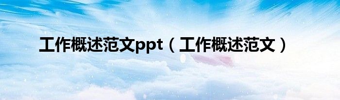 工作概述范文ppt(工作概述范文)