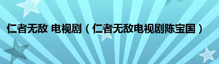 仁者无敌 电视剧(仁者无敌电视剧陈宝国)