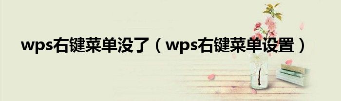 wps右键菜单没了(wps右键菜单设置)