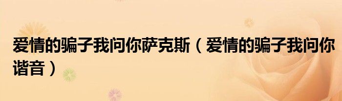 爱情的骗子我问你萨克斯(爱情的骗子我问你谐音)