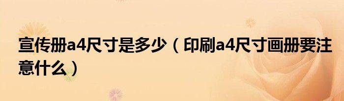 宣传册a4尺寸是多少(印刷a4尺寸画册要注意什么)