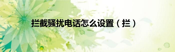拦截骚扰电话怎么设置(拦)