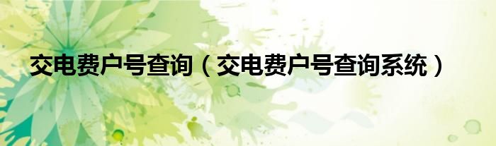 交电费户号查询(交电费户号查询系统)