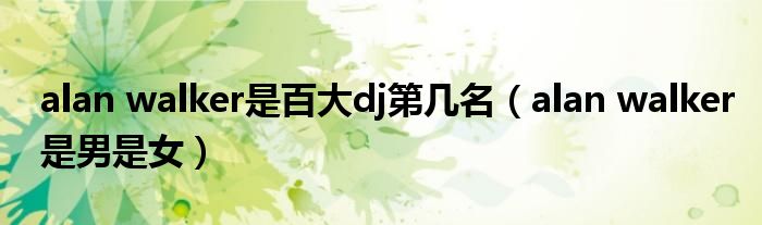 alan walker是百大dj第几名(alan walker是男是女)