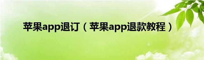 苹果app退订(苹果app退款教程)