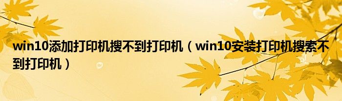win10添加打印机搜不到打印机(win10安装打印机搜索不到打印机)