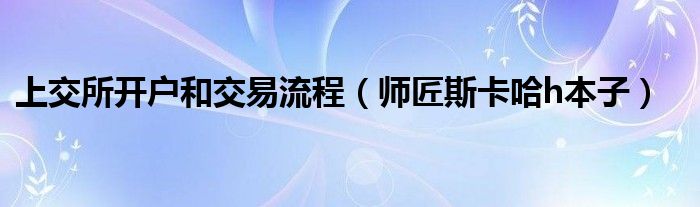 上交所开户和交易流程(师匠斯卡哈h本子)
