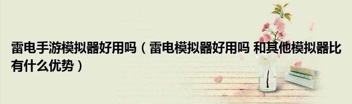 雷电手游模拟器好用吗(雷电模拟器好用吗 和其他模拟器比有什么优势)
