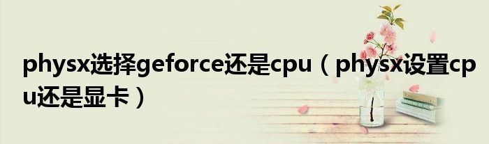 physx选择geforce还是cpu(physx设置cpu还是显卡)