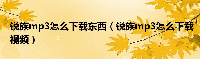 锐族mp3怎么下载东西(锐族mp3怎么下载视频)