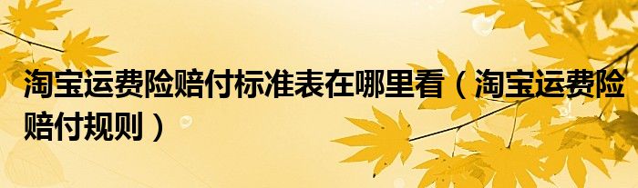 淘宝运费险赔付标准表在哪里看(淘宝运费险赔付规则)
