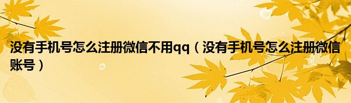 没有手机号怎么注册微信不用qq(没有手机号怎么注册微信账号)