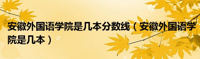 安徽外国语学院是几本分数线(安徽外国语学院是几本)