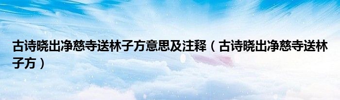 古诗晓出净慈寺送林子方意思及注释(古诗晓出净慈寺送林子方)