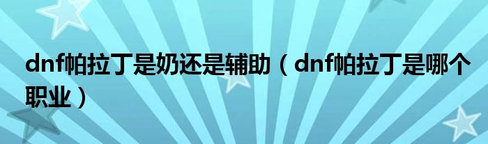 dnf帕拉丁是奶还是辅助(dnf帕拉丁是哪个职业)