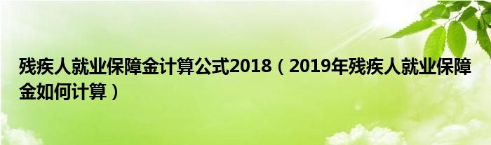 残疾人就业保障金计算公式2018(2019年残疾人就业保障金如何计算)